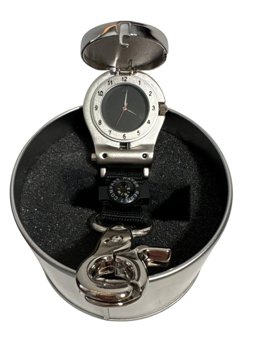Pocket Watch Fob Compass and Metal Clasp 5inches Includes Case Nova Corunna